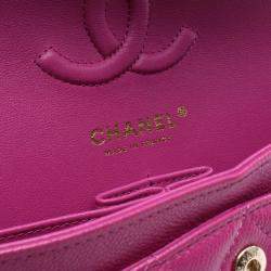 Pre Owned Chanel Matelasse Double Flap Chain Shoulder Bag Calfskin Pink Ghw