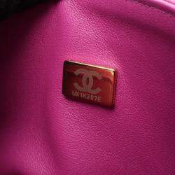 Pre Owned Chanel Matelasse Double Flap Chain Shoulder Bag Calfskin Pink Ghw