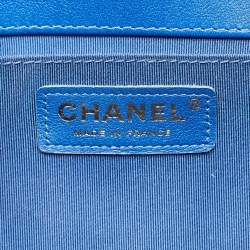 Pre Owned Chanel Navy Blue Quilted Leather Medium Classic Boy Flap Bag