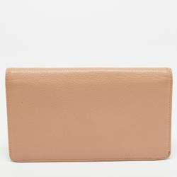 Pre Owned Chanel Beige Caviar Leather CC Bifold Long Wallet