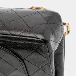 Pre Owned Chanel Black Small Classic Lambskin Double Flap