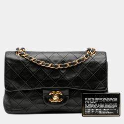 Pre Owned Chanel Black Small Classic Lambskin Double Flap