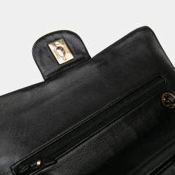 Pre Owned Chanel Black Small Classic Lambskin Double Flap