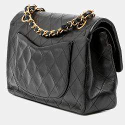 Pre Owned Chanel Black Small Classic Lambskin Double Flap
