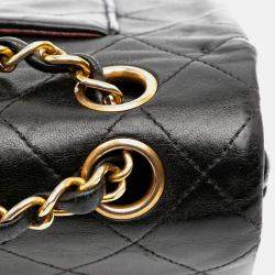 Pre Owned Chanel Black Small Classic Lambskin Double Flap