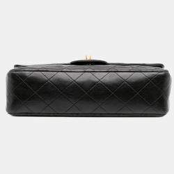 Pre Owned Chanel Black Small Classic Lambskin Double Flap