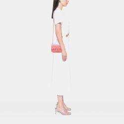 Pre Owned Chanel Pink Mini Rectangular Classic Lambskin Pearl Crush Single Flap