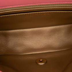Pre Owned Chanel Pink Mini Rectangular Classic Lambskin Pearl Crush Single Flap