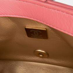 Pre Owned Chanel Pink Mini Rectangular Classic Lambskin Pearl Crush Single Flap