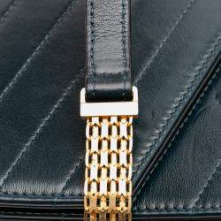 Pre Owned Chanel Green CC Chevron Calfskin Medal Flap