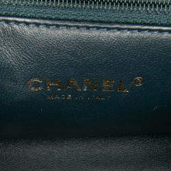 Pre Owned Chanel Green CC Chevron Calfskin Medal Flap