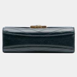 Pre Owned Chanel Green CC Chevron Calfskin Medal Flap