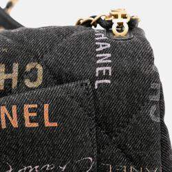 Pre Owned Chanel Grey Mini Rectangular Quilted Denim Mood Flap