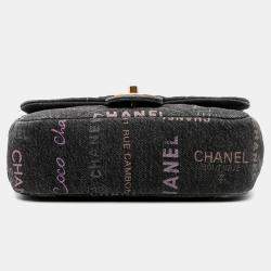 Pre Owned Chanel Grey Mini Rectangular Quilted Denim Mood Flap