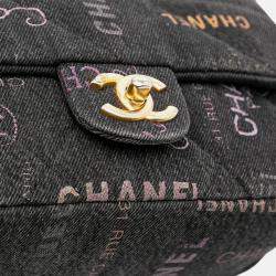 Pre Owned Chanel Grey Mini Rectangular Quilted Denim Mood Flap