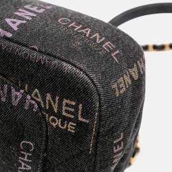 Pre Owned Chanel Grey Mini Rectangular Quilted Denim Mood Flap