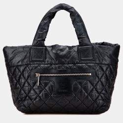 Pre Owned Chanel Black Small Quilted Nylon Coco Cocoon Tote