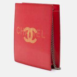 Pre Owned Chanel Red Vinyl Hologram CC Shoulder Bag
