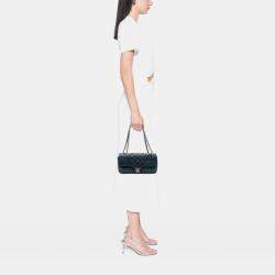 Pre Owned Chanel Navy Blue CC Quilted Perforated Aged Calfskin Flap