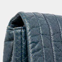 Pre Owned Chanel Navy Blue CC Quilted Perforated Aged Calfskin Flap
