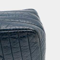Pre Owned Chanel Navy Blue CC Quilted Perforated Aged Calfskin Flap