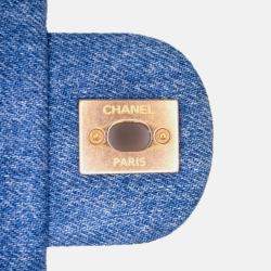 Pre Owned Chanel Blue Mini Rectangular Quilted Denim Mood Flap