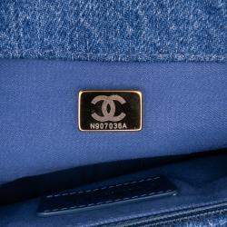 Pre Owned Chanel Blue Mini Rectangular Quilted Denim Mood Flap