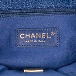 Pre Owned Chanel Blue Mini Rectangular Quilted Denim Mood Flap