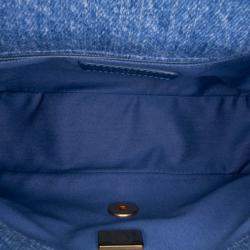 Pre Owned Chanel Blue Mini Rectangular Quilted Denim Mood Flap
