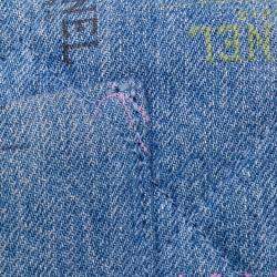 Pre Owned Chanel Blue Mini Rectangular Quilted Denim Mood Flap
