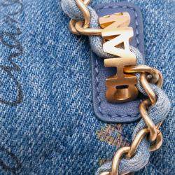 Pre Owned Chanel Blue Mini Rectangular Quilted Denim Mood Flap