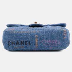 Pre Owned Chanel Blue Mini Rectangular Quilted Denim Mood Flap