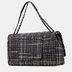 Pre Owned Chanel Black XXL CC Tweed Single Flap
