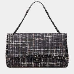 Pre Owned Chanel Black XXL CC Tweed Single Flap