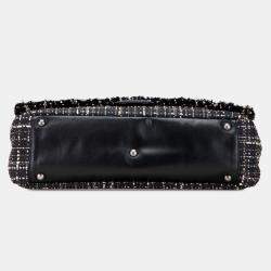 Pre Owned Chanel Black XXL CC Tweed Single Flap