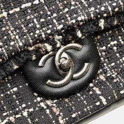 Pre Owned Chanel Black XXL CC Tweed Single Flap