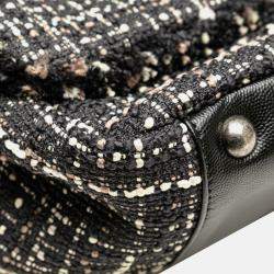 Pre Owned Chanel Black XXL CC Tweed Single Flap