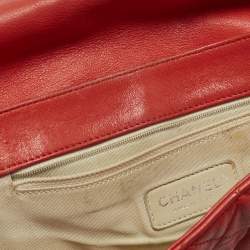 Pre Owned Chanel Red Quilted Leather Chain Around Flap Bag