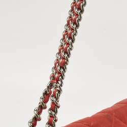 Pre Owned Chanel Red Quilted Leather Chain Around Flap Bag