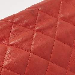 Pre Owned Chanel Red Quilted Leather Chain Around Flap Bag