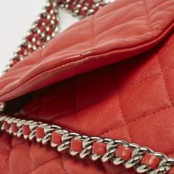 Pre Owned Chanel Red Quilted Leather Chain Around Flap Bag