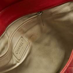 Pre Owned Chanel Red Quilted Leather Chain Around Flap Bag