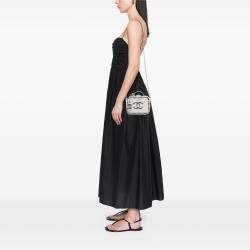 Pre Owned Chanel White Small Caviar Striped CC Filigree Vanity Case