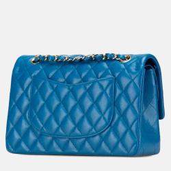Pre Owned Chanel Blue Medium Classic Caviar Double Flap