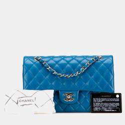 Pre Owned Chanel Blue Medium Classic Caviar Double Flap