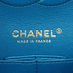 Pre Owned Chanel Blue Medium Classic Caviar Double Flap