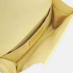 Pre Owned Chanel Boy V Stitch Yellow Leather Shoulder Bag