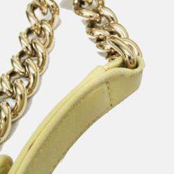 Pre Owned Chanel Boy V Stitch Yellow Leather Shoulder Bag