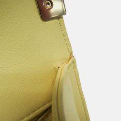 Pre Owned Chanel Boy V Stitch Yellow Leather Shoulder Bag