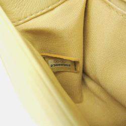 Pre Owned Chanel Boy V Stitch Yellow Leather Shoulder Bag